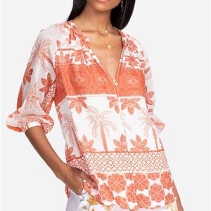 Johnny Was Rhonda Button Down Peasant Top, size Large
